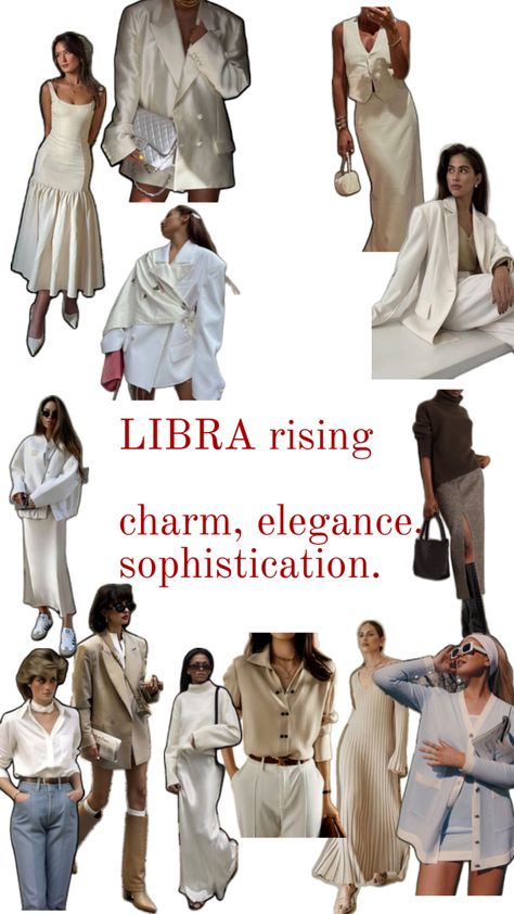 Sophisticated, elegant, classy style. Suitable for Libra rising. Aquarius Rising Fashion, Venus In Libra Style Aesthetic, Libra Fashion Aesthetic, Libra Style Fashion, Gemini Rising Aesthetic Outfits, Libra Outfits Style, Libra Rising Outfits, Leo Rising Style, Libra Rising Style