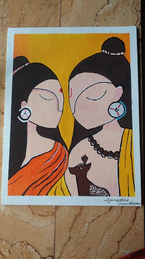 Diwali Related Paintings, Madhubani Art Easy And Simple, Rajasthani Art Design Easy, Diwali Acrylic Painting, Rajasthani Painting Easy, Diwali Canvas Painting, Ram Canvas Painting, Glass Painting Designs Acrylic, Rajasthani Canvas Painting