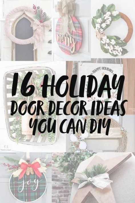 Are you looking for a simple and inexpensive way to decorate your door for the holiday season? See these 16 Christmas door decorations you can DIY. #twofeetfirst Diy Christmas Door Decorations For Home, Inside Door Decorations, Christmas Door Decorations Diy, Christmas Door Decorations For Home, Christmas Door Diy, College Dorm Door, Diy Shaker Cabinet Doors, Diy Christmas Door Decorations, Diy Door Decor