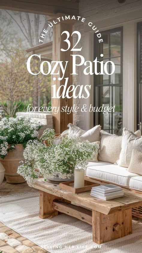 Struggling to make the most of your small patio? Our blog features 32 cozy ideas perfect for limited spaces and every budget. From modern sleek to rustic charm, find inspiration to create your ideal outdoor retreat. Explore affordable DIY projects, space-saving furniture tips, and stylish decor hacks to maximize your small garden area. Discover how to use vertical gardens, compact seating, and smart lighting to make your patio inviting and functional. Visit our blog to see all the creative solutions and start transforming your small patio today! Patio Ideas For Small Spaces, Small Patio Makeover, Cozy Patio Ideas, Small Patio Spaces, Small Patio Design, Small Patio Decor, Small Outdoor Patios, Farmhouse Patio, Backyard Area