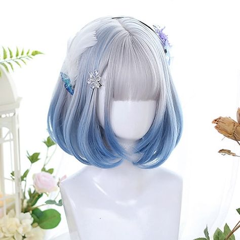 Κούρεμα Bob, Kawaii Wigs, Pelo Anime, Blue Black Hair, Wigs Cosplay, Anime Wigs, Blue Wig, Cosplay Hair, Kawaii Hairstyles