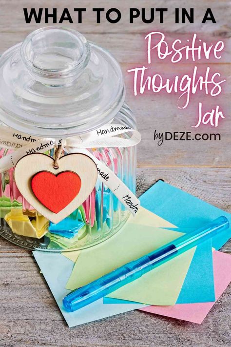 Need some cheering up? Try making a positivity jar filled with happy quotes and notes to boost your mood and positive thinking! Here are some DIY tips. Positivity Jar Ideas, Positivity Jar, Encouragement Jar, Jar Quotes, Quote Jar, Finding Love Again, List Of Affirmations, Gratitude Jar, Happy Jar