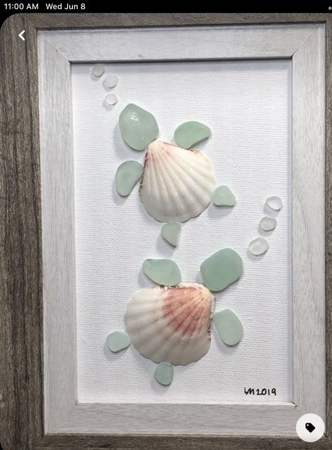 Sea Turtle Beach Glass Art, Beach Glass Mosaic Diy Ideas, Things To Make With Sea Glass Ideas, Seashell Craft Ideas, Sea Glass Crafts Ideas, Seashell Crafts Diy, Sea Glass Ideas, Sea Glass Art Ideas, Sea Glass Wall