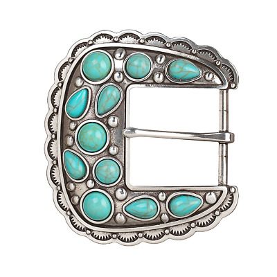 Blazin Roxx Ladies Square Turquoise Stone Belt Buckle  | eBay Turquoise Belt, 12 Stones, Western Wear For Women, Cooling Blanket, Stone Inlay, Turquoise Stones, Scalloped Edges, Vintage Turquoise, Scalloped Edge