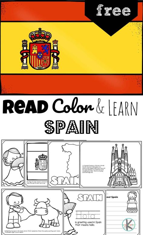 Kids will have fun learning about Spain as they color and learn about key things with these FREE printable Spain Coloring Pages for kids of all ages. Spain Art Projects For Kids, Spain Crafts For Preschool, Spain Activities, Spain Activities For Kids, Spain Crafts, Spain Crafts For Kids, Spanish Crafts, Passports For Kids, History Lessons For Kids