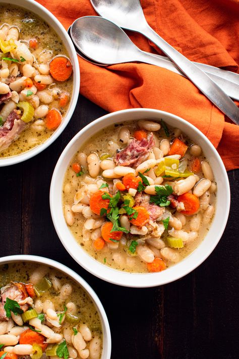 White Beans And Pork, Pork Hocks And Beans, Pork Hocks Recipe Slow Cooker, Pork Hock Soup, Crockpot Ham And Beans, Ham Hock Soup, Soup With Pork, Cannellini Beans Soup, Recipes Using Pork