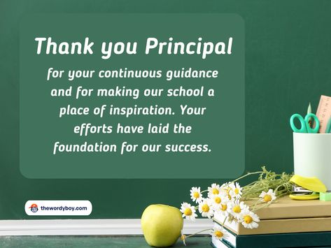 Thank You Message for Principal from Teacher Teachers Day Greeting Card For Principal, Best Principal Quotes, Principal Quotes Thank You, Thank You Principal, Quotes For Principal Appreciation, Teachers Day Msg, Principal Day Quotes, Principal Appreciation Quotes, Card For Principal