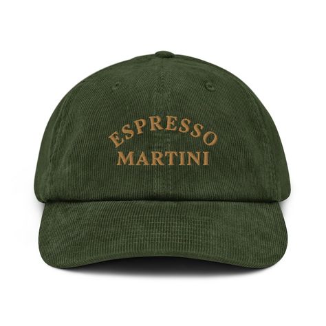 Espresso Martini Corduroy Hat, Cocktail Gifts, the Mixologist Hat, Martini Gifts - Etsy Barbados Expresso Martini, Corduroy Cap, Corduroy Hat, Fine Embroidery, Cocktail Gifts, Coffee Obsession, Cocktails Bar, Hat Style, Bach Party