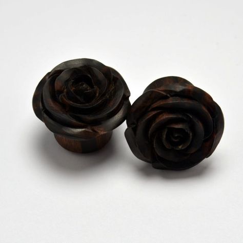 Rose Flower Ear Gauge Plugs (5/8") - Arang Wood on Etsy, $16.95 Gauge Plugs, Faux Gauges, Ear Gauge, Fake Gauge Earrings, Ear Gauges Plugs, Fake Gauges, Wood Plugs, Coupon Organizer, Coupon Storage