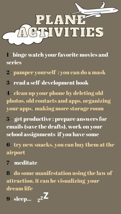 Airport Bag Essentials Long Flights, Plane Things To Do, Tips For Plane Travel, Things To Bring On A Plane Long Flights, Travel Hacks For Long Flights, Plane Hacks Long Flights, First Time On A Plane Tips, Things To Do On Long Flights, What To Pack For A Long Flight