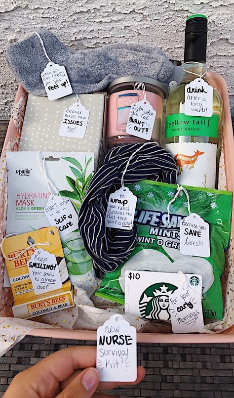 Welcome Back Basket For Coworker, New Job Care Package Gift, Grad School Gift Basket, L And D Nurse Gifts, Nursing Survival Kit Gifts, Best Friend Leaving Gift, Birthday Survival Kits For Her, Nurse Gift Ideas Diy, Cute Gifts For Nurses