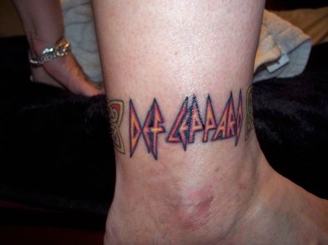 Dear Lord, Please keep me from getting too drunk near a tattoo parlor because I know I will end up with one of these--Amen Def Leppard Tattoo, Def Leppard Band, Vivian Campbell, Phil Collen, Rick Savage, Joe Elliott, Tattoo Parlors, Stuff And Thangs, Def Leppard