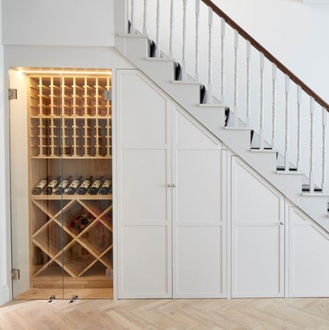 Under Stairs Wine Cellar, Blakes London, Space Under Stairs, تحت الدرج, Transitional Staircase, Contemporary Staircase, Staircase Storage, Under Stairs Cupboard, Under The Stairs