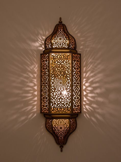 LAYLIA Wall Light Fixture - Antique Brass Dekorasi Maroko, Lampe Art Deco, Wall Light Fittings, Wall Light Shades, Wall Candle, Moroccan Wall, Moroccan Lighting, Cabin Lighting, Brass Wall Lamp