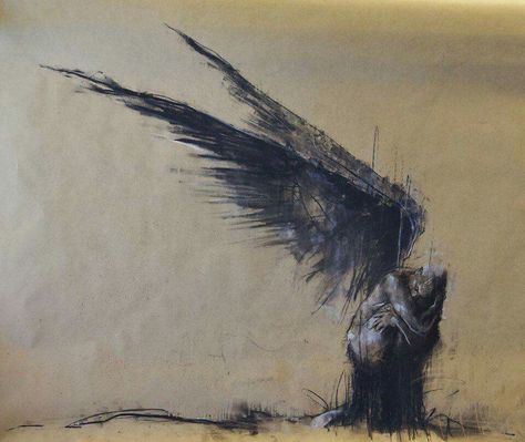 Guy Denning Art, Urban Art, Guy Denning, Fallen Angel, An Angel, A Drawing, Original Art, Angel, Humanoid Sketch