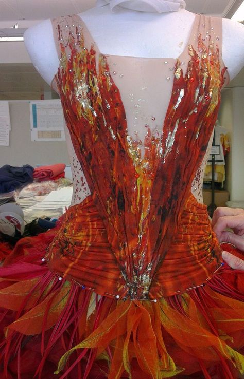 Flame Dance Costume, Firebird Ballet Costume, Phoenix Dance Costume, Phoenix Inspired Dress, Fire Dance Costume, Fire Inspired Fashion, 4 Elements Costume, Fire Corset, Fire Element Outfit