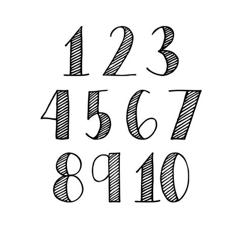 A set of striped alphabet and number illustrations in a variety of colors that can be used for various design#bubblefont #numbers #typography #creative #design Font Alphabet And Numbers, How To Draw Numbers Fonts, Fonts Handwriting Numbers, Cute Fonts Numbers, Number Fonts Handwritten, Number Styles Fonts, Different Number Fonts, Hand Lettering Numbers, Fonts Journal