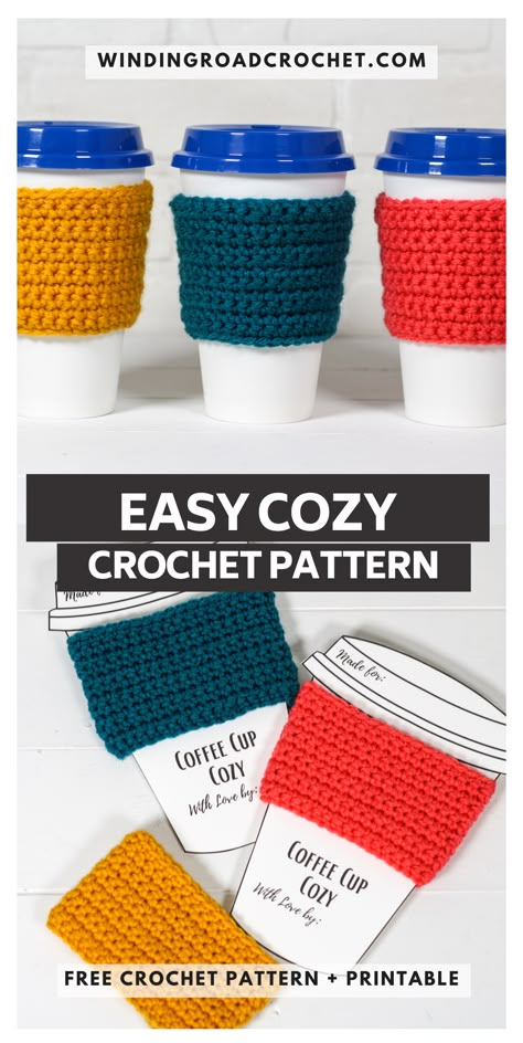 This free crochet pattern is perfect for beginners. This crochet coffee cozy pattern is easy to follow and even has an unabbreviated pattern version. Coffee Cozy Pattern, Cup Cozy Crochet Pattern, Cup Cozy Crochet, Cup Cozy Pattern, Crochet Mug Cozy, Crochet Coffee Cozy, Crochet Mug, Crochet Coffee, Coffee Cozies