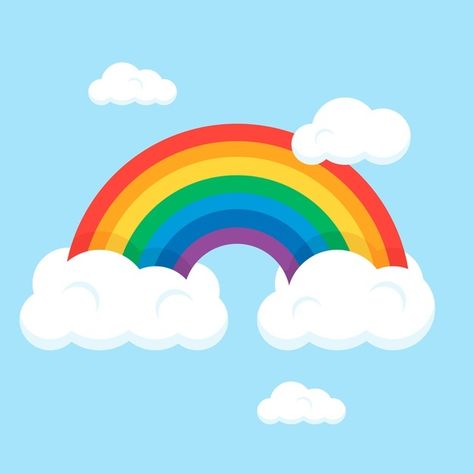 Flat style rainbow with clouds Free Vect... | Free Vector #Freepik #freevector #design #sky #cute #rainbow Nature Drawing For Kids, Rainbow With Clouds, Kids Church Activities, Rainbow Drawing, Rainbow Images, Cartoon Clouds, Rainbow Painting, Sun And Clouds, Happy Sun