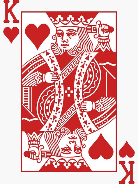 "King of Hearts - Red" Sticker for Sale by joshdbb | Redbubble King Of Hearts Card Aesthetic, King Of Hearts Aesthetic, King Of Hearts Drawing, King Of Hearts Card, Queen Of Hearts Card, Reputation Taylor Swift, Gotham Series, Playing Card Art, Sports Illustration