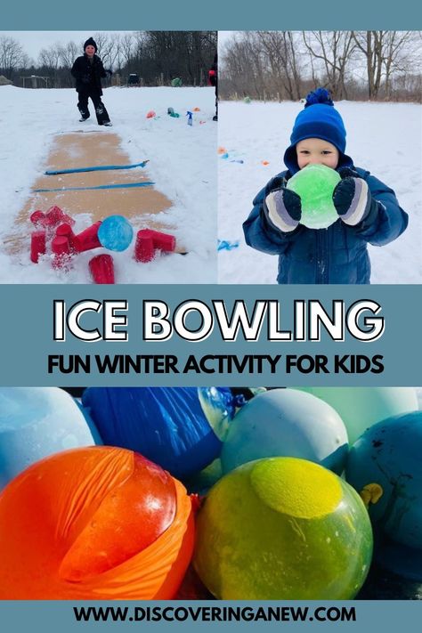 Frozen Balloon Ice Bowling: Winter Activities for Kids — discovering anew Snow Day Kids Activities, Ice Fishing Activities For Kids, Winter Sport Activities For Kids, Winter Ice Activities For Kids, Winter Relay Races For Kids, Winter Building Activities For Kids, Ice Art For Kids, Winter Outside Activities For Kids, Winter Activities For Kids Outdoor