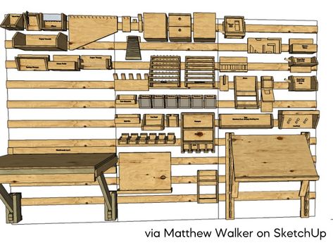 French Cleat Wall, Small Woodworking Shop Ideas, French Cleat Storage, Cleat Wall, Tool Wall Storage, French Cleat System, Garage Workshop Layout, Garage Workshop Plans, Garage Workshop Organization