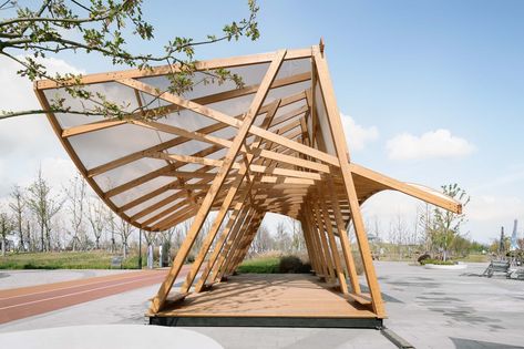 Pavilion Architecture, Wooden Pavilion, Timber Architecture, Building Foundation, Bamboo Structure, Pavilion Design, Urban Forest, Architecture Model House, Timber Structure