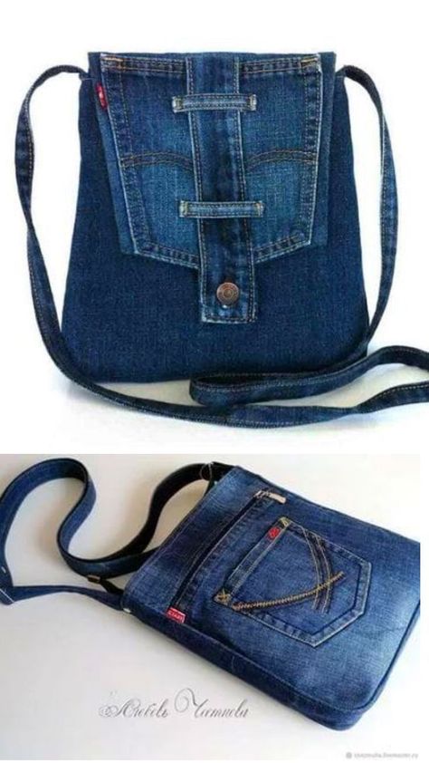 Denim Bags From Jeans, Diy Jean Bag, Fabric Art Diy, Diy Bags Jeans, Tas Denim, Blue Jean Purses, Recycled Jeans Bag, Denim Bag Diy, Denim Bag Patterns