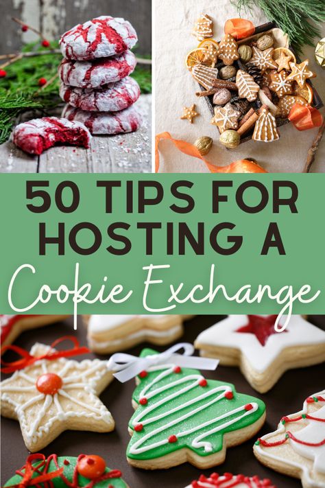 Cookie Exchange Party Recipes, Cookie Crawl Ideas, Hosting A Christmas Cookie Decorating Party, Host A Cookie Exchange Party, Christmas Cookies Party Ideas, Fall Cookie Exchange Party, Bake Exchange Ideas, Holiday Cookie Party Ideas, Best Cookie Swap Cookies