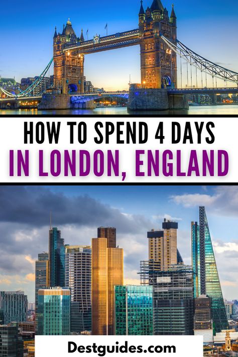 Planning to spend 4 days in London but not sure what to do? Here is the 4 day London itinerary that will guide through the city. |London in four days. | 4 days in London itinerary | London in 4 days travel guide| London itinerary for 4 days | London 4 days itinerary| how to spend 4 days in London | best places to visit in London | best things to do in London, England | beautiful places in London | London best places to visit | London in four days itinerary | #Destguides 4 Days In London Itinerary, England Beautiful Places, Beautiful Places In London, 4 Days In London, Places To Visit In London, London Sightseeing, Places In London, London Itinerary, London Vacation