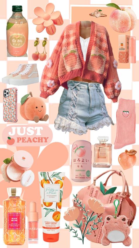 Peachy Aesthetic 🌸🍑🌸🍑 Peach Fashion Aesthetic, Peach Themed Outfit, Peach Aesthetic Outfit, Peach Girl Aesthetic, Peach Outfit Aesthetic, Peach Color Outfits, Peach Aesthetics, Mina Core, Peach Vibes