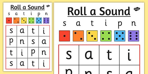 Roll a Sound Activity Mat Phase 2 s, a, t, p, i, n - phase 2, satpin Jolly Phonics Phase 1, Jolly Phonics Printable, Letter Sound Fluency, Phase 1 Phonics, Phase 2 Phonics, Teaching Vowels, Phonics Resources, Writing Conferences, Esl Teaching Resources