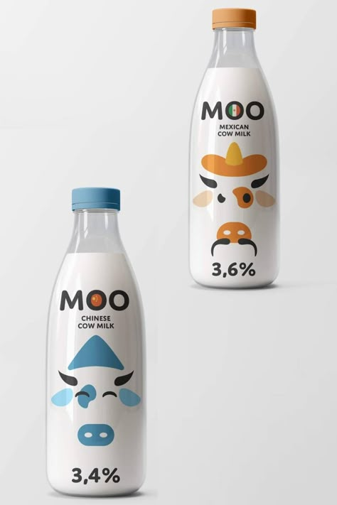 Milk Packaging Ideas, Milk Branding Design, Milk Branding, Milk Label, Milk Packaging Design, Dairy Brands, Cute Milk, Food Logo Design Inspiration, Milk Brands