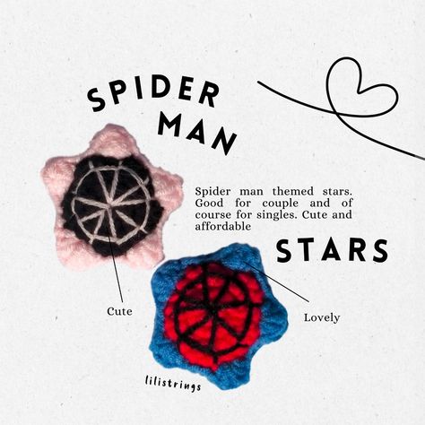 Crochet items. For 60 php. Shopee @lilistrings. Crochet Stationary, Crochet Spider Man, Crochet Spiderman, Spider Man Theme, Crochet Cartoon, Crochet Spider, Cute Stationary School Supplies, Quick Crochet Patterns, Crochet Bucket