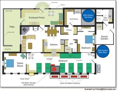 House Plan With Solarium, Passive House Floor Plans, Small Cabin House Plans, Garage Blueprints, Passive Solar House Plans, Small Cabin House, Solar House Plans, Timber Frame Home Plans, Passive Solar Homes