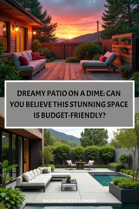 Budget-friendly patio with string lights, wooden deck, and cozy seating at night Budget Backyard Patio, Dreamy Patio, Create A Magazine, Patio Privacy, Stone Pathway, Patio Designs, Landscaping Tips, Bedroom Paint Colors, Outdoor Retreat