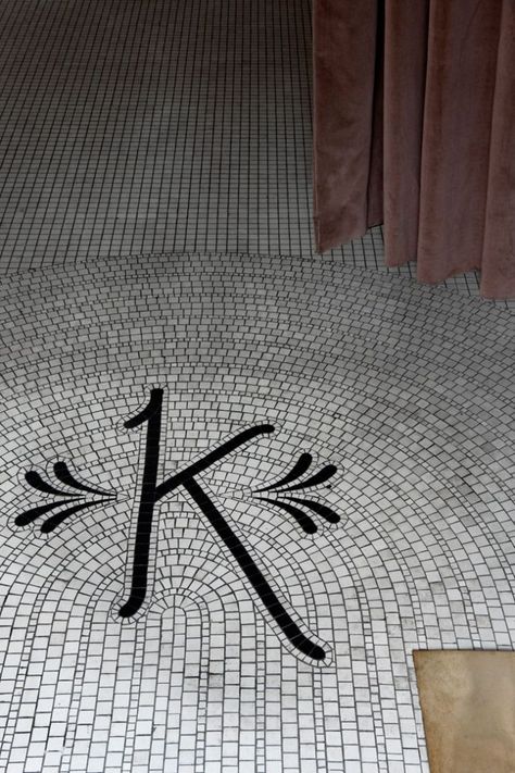 KETTNER's by studioilse // Reinventing a Legend | Yatzer Monogram Tile, The Letter K, Vintage Lifestyle, Mosaic Design, Up House, Mosaic Flooring, Letter K, Square Tile, Decoration Inspiration