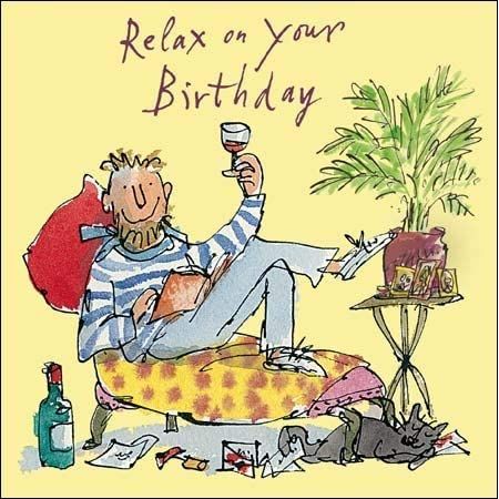 Quentin Blake Illustrations, Wine Birthday Cards, Happy Birthday Man, Male Birthday, Father's Day Greetings, Quentin Blake, Father's Day Greeting Cards, Birthday Wine, Happy Birthday Greeting Card