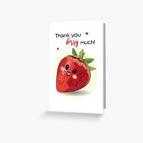 Strawberry Kawaii, Cute Strawberry, Kawaii Design, Greeting Card Design, Funny Cards, Kraft Envelopes, Card Sizes, Science Poster, Stranger Things Fanart