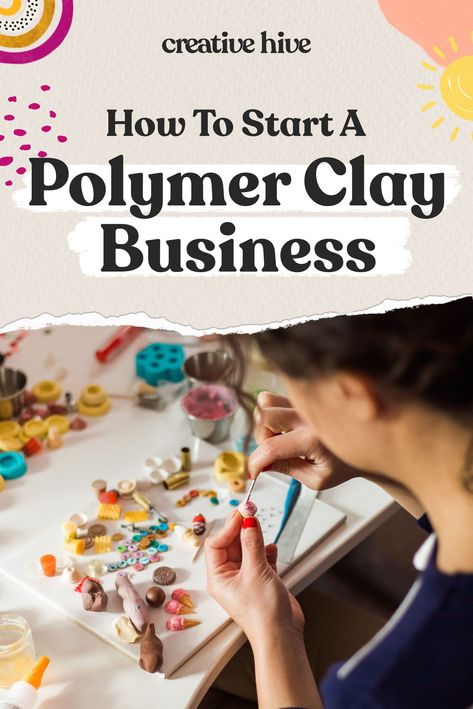 HOW TO START A POLYMER CLAY BUSINESSIf you’re thinking about starting a business selling polymer clay products, keep reading because that’s my very first business that I started, called Tiny Hands Jewelry. Learn more on our blog. #business #handmadebusiness Polymer Clay Crafts For Beginners How To Make, Polymer Clay To Sell, How To Start A Polymer Clay Business, Selling Clay Earrings, Polymer Clay In Resin, How To Start A Polymer Clay Earring Business, Polymer Clay Earring Business, Starting A Polymer Clay Business, Tools For Polymer Clay Jewelry