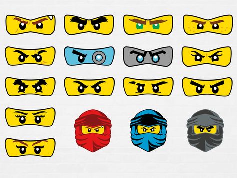 Ninjago Balloons, Ninjago Party Decorations, Ninjago Party Favors, Lego Stem Activities, Ninja Svg, Ninja Party Favor, Lego Faces, Diy Halloween Shirts, Lego Ninjago Party