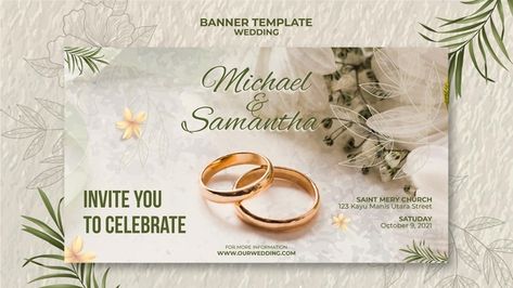 Elegant wedding banner template Free Psd | Free Psd #Freepik #freepsd #banner #wedding #love #elegant Wedding Poster Design, Wedding Banner Design, Wedding Invitation Posters, Engagement Banner, Engagement Invitation Cards, Wedding Invitations With Pictures, Banner Wedding, Wedding Poster, Wedding Social