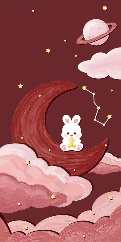 Pink Red Aesthetic Wallpaper, Bunny Aesthetic Wallpaper, Rabbits Wallpaper, Iphone Spring Wallpaper, Rabbit Wallpaper, Cocoppa Wallpaper, Easter Wallpaper, Iphone Wallpaper Kawaii, Wallpaper Doodle