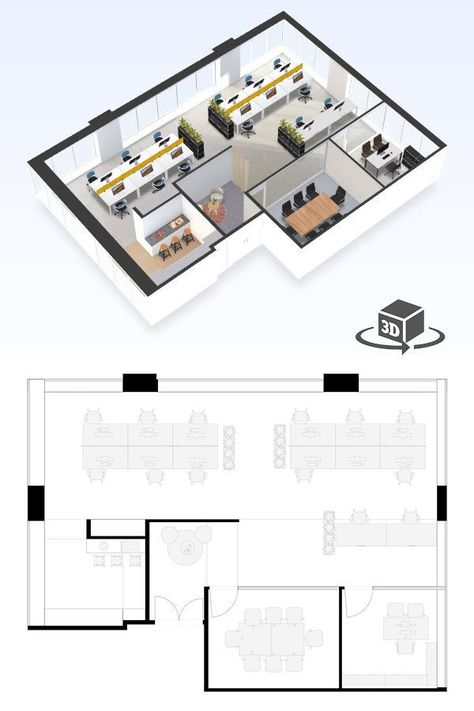 Small Office Floor Plan, Mini Office Space, Uber Office, Modern Office Space Design, Small Home Office Layout, Trendy Home Office, Office Layout Plan, Restaurant Floor Plan, Cubicle Design