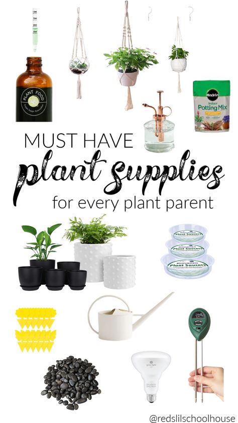 MUST HAVE Plant Supplies for Every Plant Parent - Red's Lil Schoolhouse Amazon Plant Must Haves, Houseplants Decor, Plant Accessories, Plant Saucer, Plant Parent, Grow Lights For Plants, Hanging Plant Holder, Macrame Plant Holder, Plant Supplies