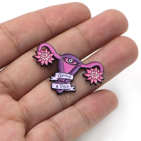 Feminism Aesthetic, Enamel Pins Jacket, Grow A Pair, Feminist Enamel Pins, Plant Enamel Pin, Waiting You, Era Aesthetic, Heart Enamel Pin, Feminist Pins