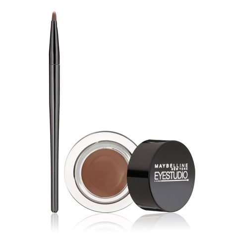 **Maybelline Eye Studio Lasting Drama Gel Eyeliner in Brown** Maybelline Gel Eyeliner, Brown Gel Eyeliner, Daily Eye Makeup, Eyeliner Brown, Kvd Beauty, Cream Eyeliner, Brown Eyeliner, Gel Liner, Nyx Professional Makeup