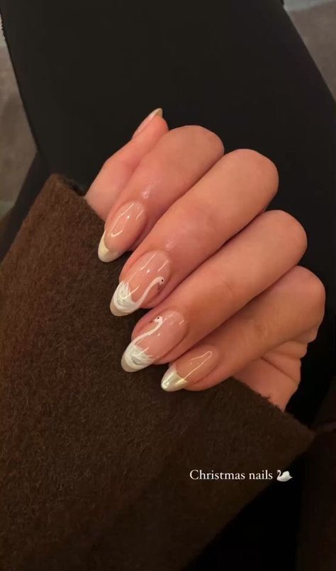 Swan Nail Art, Old Money Glamour, Swan Nails, Deer Nails, Cozy City, Extreme Nails, Elevated Casual, Classy Acrylic Nails, Soft Nails