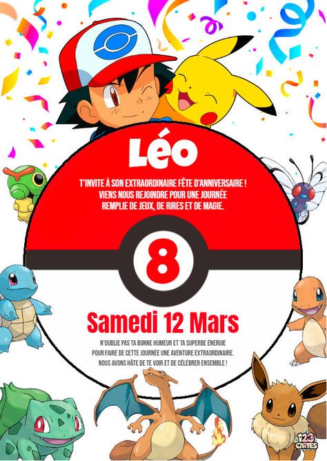 Invitations anniversaire Enfants Gratuites - Page 5 sur 16 - 123cartes Pokémon Invitation, Anniversaire Harry Potter, Mario, Harry Potter, Pokemon, Pokémon