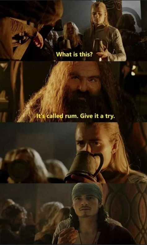 Hobbit Funny, Legolas And Gimli, Nerd Memes, Lotr Funny, Lotr Art, Movie Memes, Fandom Crossover, Fantasy Films, Thranduil